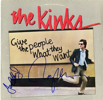 Kinks “Give The People What They Want” LP Cover Signed by Ray Davies and Ian Gibbons